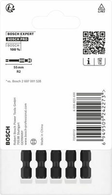 Bosch Power Tools PRO Robertson Impact Bit, R2, 55 mm, 5-tlg. 2608522553VE(5)