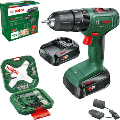 Bosch Power Tools Akku-Schlagbohrmaschine, 2 x Akku PBA 18V 2.0Ah EasyImpact 18V-40