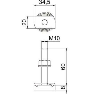 OBO Bettermann Vertr Hammerkopfschraube MS41HBF M10x60ZL