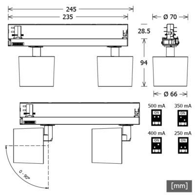 LTS Licht&Leuchten Stromschienenstrahler 940, weiß ORYO-T2 101.940.MFws