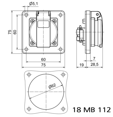 Bals Elektrotech. Schutzkontakt-Anbausteckdo 71106