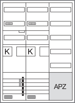 Hager Komplettschrank,univers Z 2 Zählerpl. 3-feld. ZB33SET25LK