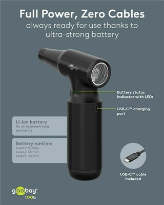 Goobay Akku-Staubgebläse USB-C-Ladeanschluss 77830