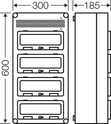 Hensel Automatengehäuse 48TE m.4Klappdeckeln Mi 1444