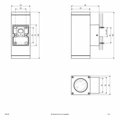 EVN Lichttechnik Wandanbauleuchte GU10 2-flg.IP54 485015N alu