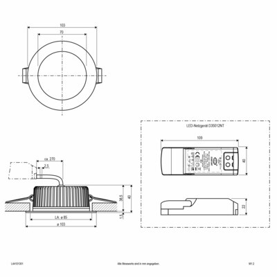 EVN Lichttechnik LED-Deckeneinbauleuchte 6000K 350mA IP44 L44101301 chr/sat