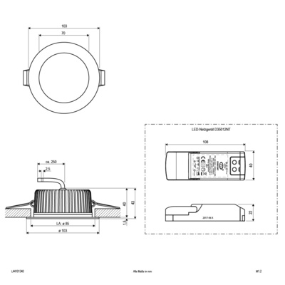 EVN Lichttechnik LED-Deckeneinbauleuchte 4000K 350mA IP44 L44101340 chr/sat