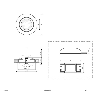 EVN Lichttechnik LED-Deckeneinbauleuchte 3000K 230V IP20 P30090102 weiß