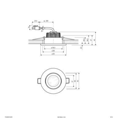 EVN Lichttechnik P-LED Deckeneinbauleuchte 350mA 3000K-2000K PC200613D2W
