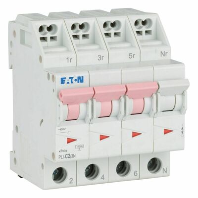Eaton Leitungsschutzschalter C 2A, 3p+N Steckkl. PLI-C2/3N