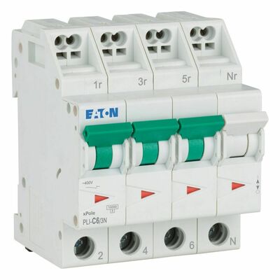 Eaton Leitungsschutzschalter C 6A, 3p+N Steckkl. PLI-C6/3N