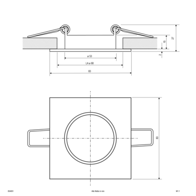 EVN Lichttechnik Einbauring quad. o.Fassung schwenkbar, weiß 834001