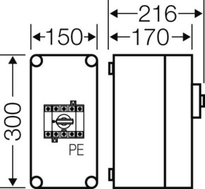 Hensel Mi-Lastschaltergehäuse 63A, 4polig+PE Mi 7104