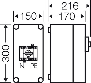 Hensel Mi-Lastschaltergehäuse 63A, 3polig+PE+N Mi 7103