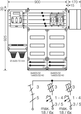 Hensel PV-Wechselrichter-Sammler 140kW,1-phasig Mi PV 6123
