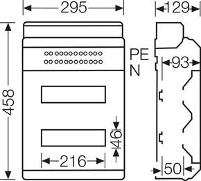 Hensel KV-Automatengehäuse 24TE(2x12x18mm) IP65 KV PC 9224