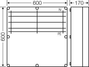 Hensel Mi-Sammelschienengehäuse 600x600mm 250A 5pol. Mi 6852