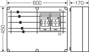 Hensel Mi-NH-Sich.lasttr.gehäuse 2x3xNH00, 630A, 5p. Mi 6628