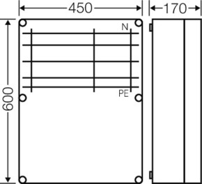 Hensel Mi-Sammelschienengehäuse 600x450mm, 250A, 5p. Mi 6657