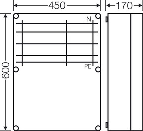 Hensel Mi-Sammelschienengehäuse 600x450mm, 250A, 5p. Mi 6657