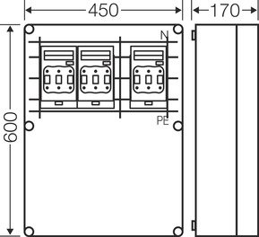 Hensel Mi-NH-Sich.lasttr.gehäuse 3x3xNH00, 250A, 5p. Mi 6665