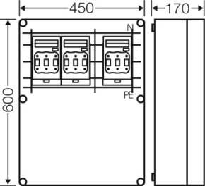 Hensel Mi-NH-Sich.lasttr.gehäuse 3x3xNH00, 400A, 5p. Mi 6666