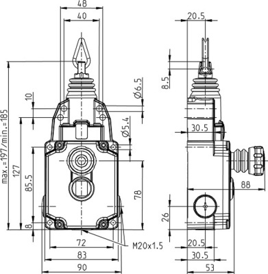 Bernstein Seilzugschalter inkl.Not-Halt Taster SRM-A2Z/U1Z-LU-300-E