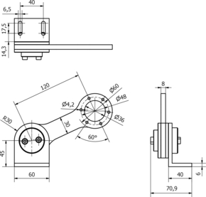 Ipf Electronic Zubehör, Federarm 180x66x75mm, Alu AV000146