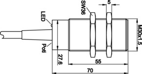 Ipf Electronic Sensor kapazitiv, M30x1,5 70lang, bündig, Sn: KB300400