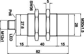 Ipf Electronic Sensor kapazitiv, M30x1,5 82lang, nicht bündig KN300420