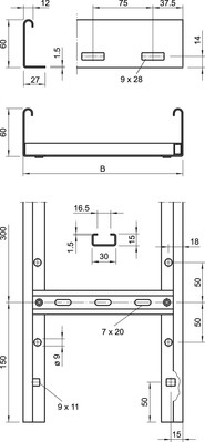 OBO Bettermann Vertr Kabelleiter gelocht VS Sp.60x400x3000 LG 640 VS 3 FS