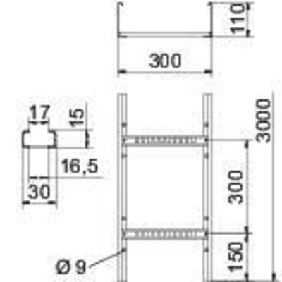 OBO Bettermann Vertr Kabelleiter gelocht m.VS-Sp.110x300x3000 LG 113 VS 3 FS