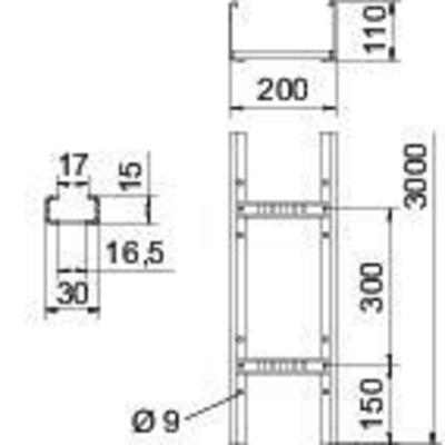 OBO Bettermann Vertr Kabelleiter gelocht m.VS-Sp.110x200x3000 LG 112 VS 3 FT