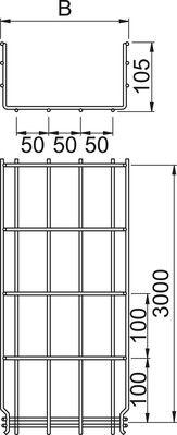 OBO Bettermann Vertr Gitterkabelrinne 105x100x3000mm GRM 105 100 G