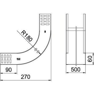 OBO Bettermann Vertr Vertikalbogen 90Grad 60x500mm RBV 650 S FS