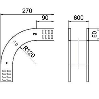 OBO Bettermann Vertr Vertikalbogen 90Grad 60x600mm RBV 660 F FS
