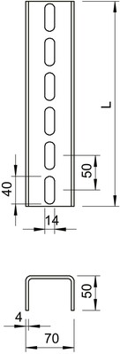 OBO Bettermann Vertr U-Stiel 70x50x1700mm US 7 170 FT