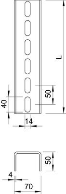 OBO Bettermann Vertr U-Stiel 70x50x1700mm US 7 170 FT