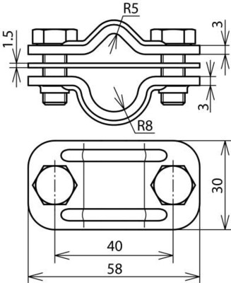 DEHN Zweimetall UNI-Trennklemme Cu-St/tZn Rd8-10/16 ZMTK81016CUSTTZN