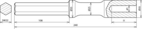 DEHN Hammereinsatz f. TE D25mm L240mm HETE25SW22VHACSTBLAN