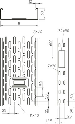 OBO Bettermann Vertr Kabelrinne IKS 60x400x3000 IKS 640 FS