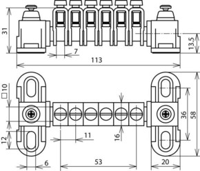 DEHN Potentialausgleichschiene 6x2,5-25 (Mini) PAS 6RK OH