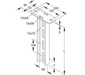Niedax Hängestiel HI 80/800