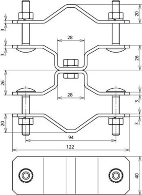 DEHN Geländerbefestigung D 48-60mm BS D40.50 D48.60 V2A