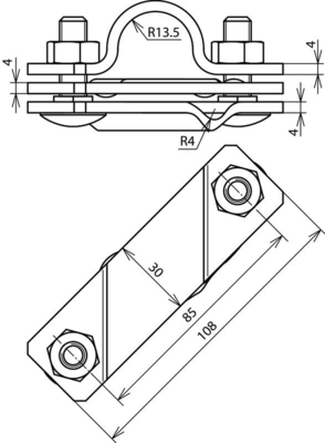 DEHN Anschlussschelle St/Zn D27 f.Rd7-10/Fl-40 ASSRE27710FL40STTZN