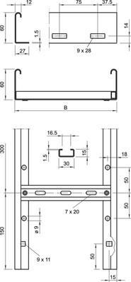 OBO Bettermann Vertr Kabelleiter gelocht,m.VS-Sprosse LG 640VS6FSK LGR