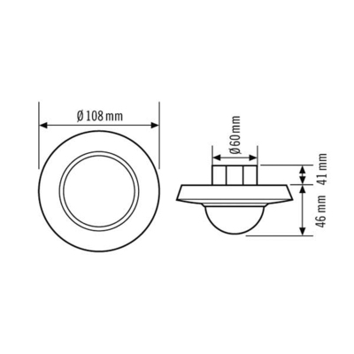 ESYLUX Decken-Präsenzmelder weiß EB, 360 Grad, 24m PD-C360i/24DUOplusFM