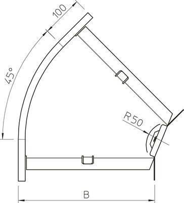 OBO Bettermann Vertr Bogen 45 horizontal,mit W inkelverbinder 7066112