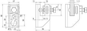 DEHN Flachbandhalter m. Druckstück NIRO FRH116.10WA11B7V2A