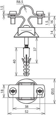 DEHN Stangenhalter NIRO f. Rd 16mm m.S+D SHZS16KSKD8X40V2A